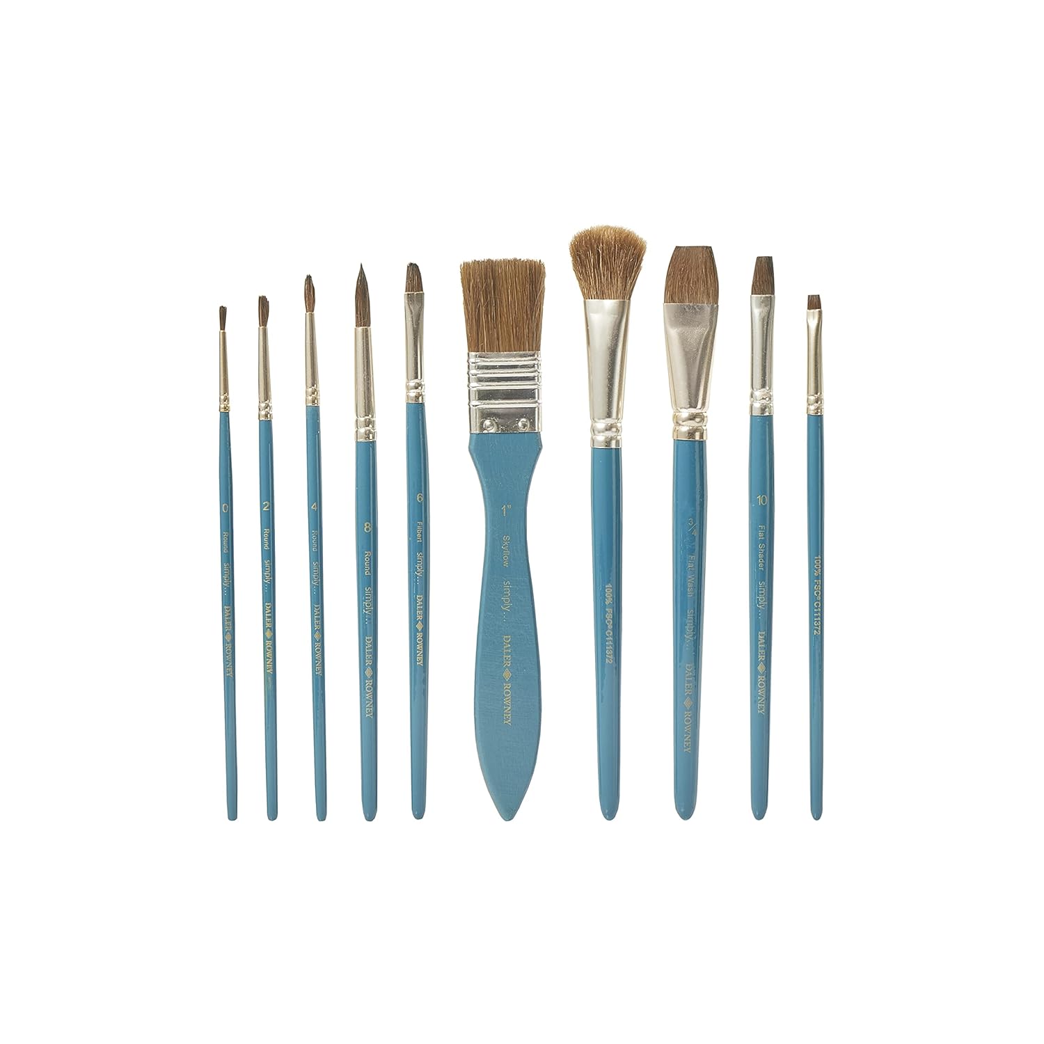 Daler Rowney Simply Watercolour Brush - Set of 10 in Zip Case Daler Rowney